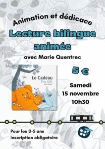 Affiche de la lecture bilingue jeunesse avec Marie Quintrec