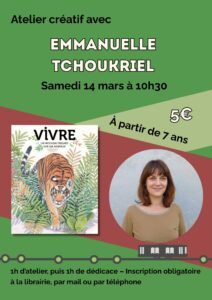Affiche de l'atelier jeunesse avec Emmanuelle Tchouriel